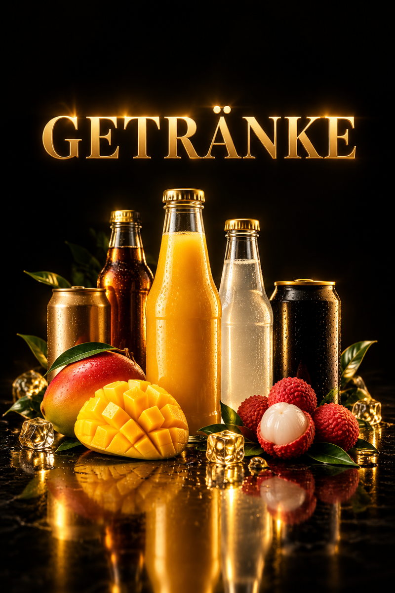 Getränke in Schwarz-Gold