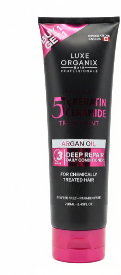 Luxe Organix Hair Professionals – Keratin 5% Collagen Treatment (3-Min Deep Repair Conditioner, 250 ml Tube)