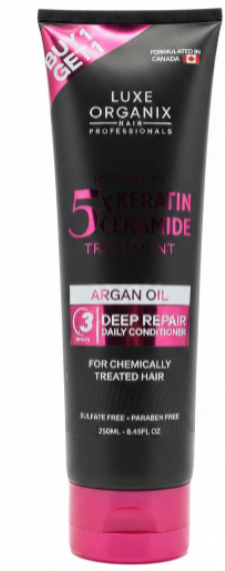 Luxe Organix Hair Professionals – Keratin 5% Collagen Treatment (3-Min Deep Repair Conditioner, 250 ml Tube)