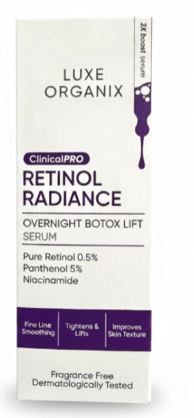 Luxe Organix ClinicalPRO Retinol Radiance Overnight Botox Lift Serum – 30 ml