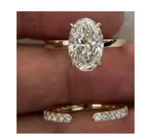 Oval Solitaire & Open Band Ring Set – Gold, 2 Stück