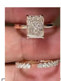 Rectangular Halo & Round Crystal Open Band Ring Set – Gold, 2 Stück