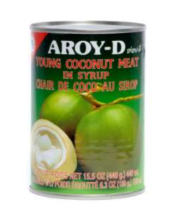 Aroy-D Junges Kokosnussfleisch in Sirup 425 g – Dose, Abtropfgewicht 180 g
