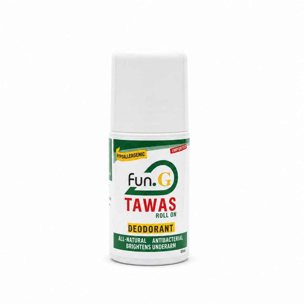 Fun.G Tawas Roll-on Deodorant auf weißem Hintergrund, ohne zusätzliches Shoplogo; Fun.G-Herstellerkennzeichnung bleibt erhalten