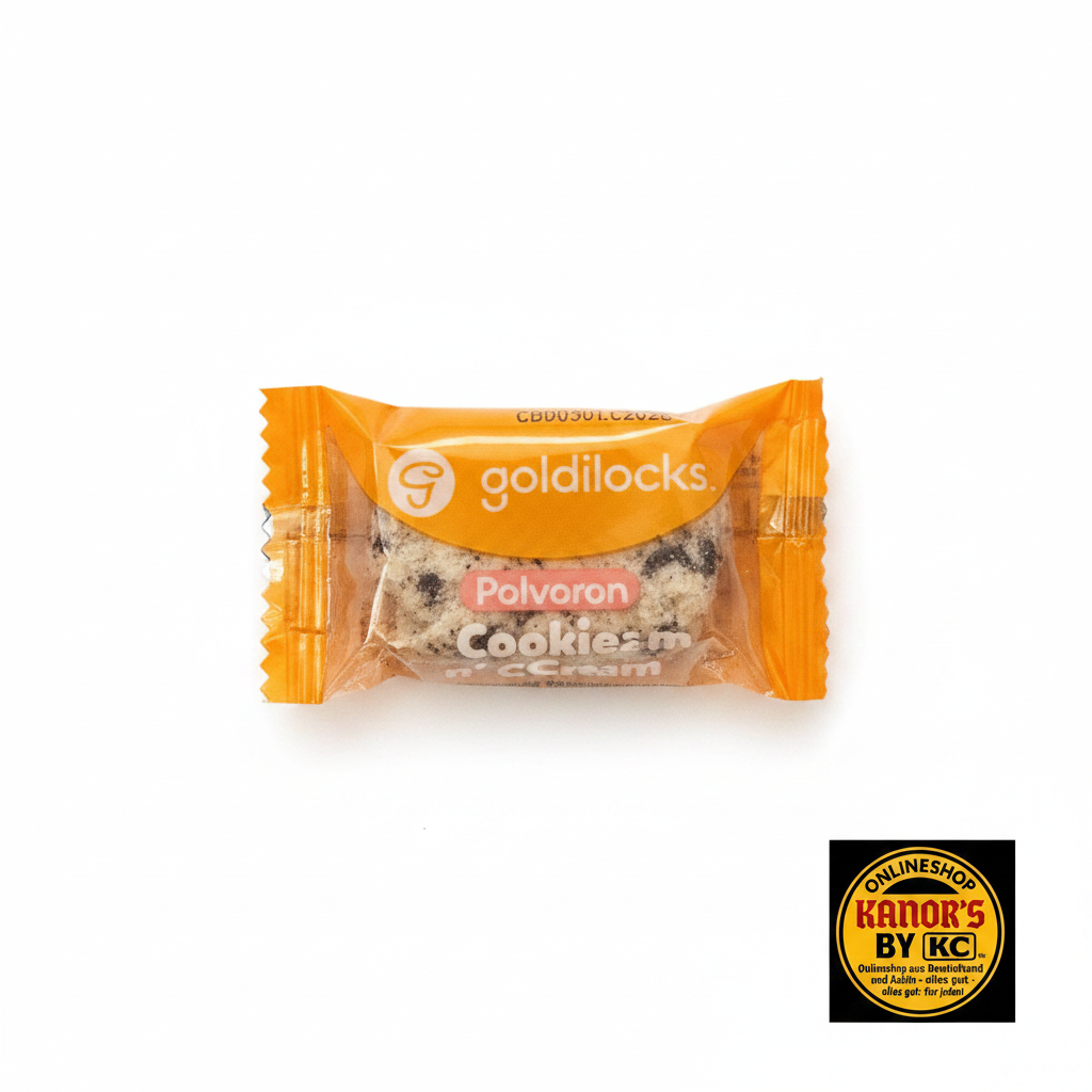 Goldilocks Polvoron Einzelstück – weißer Hintergrund mit Logo