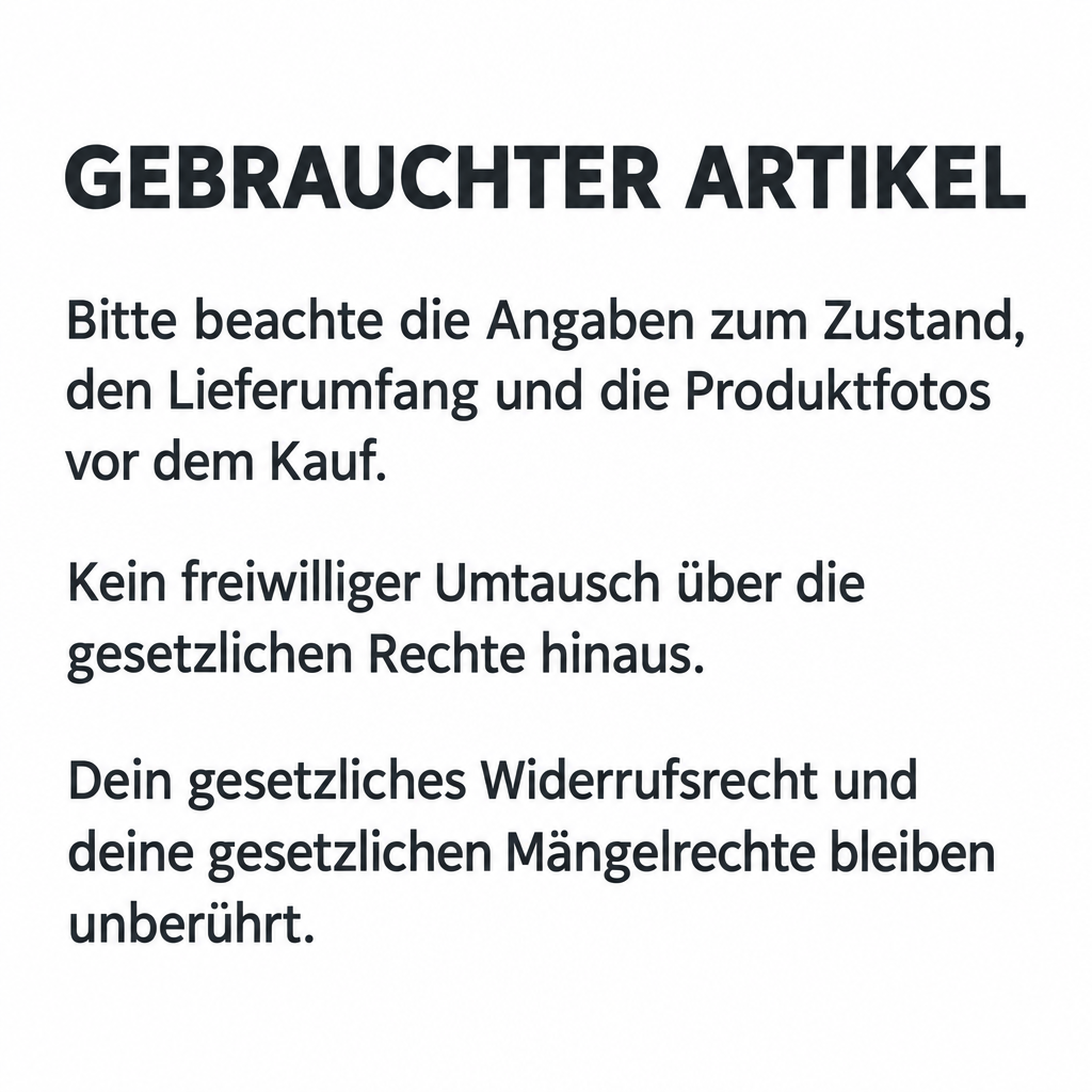 Hinweiskarte für gebrauchte Artikel