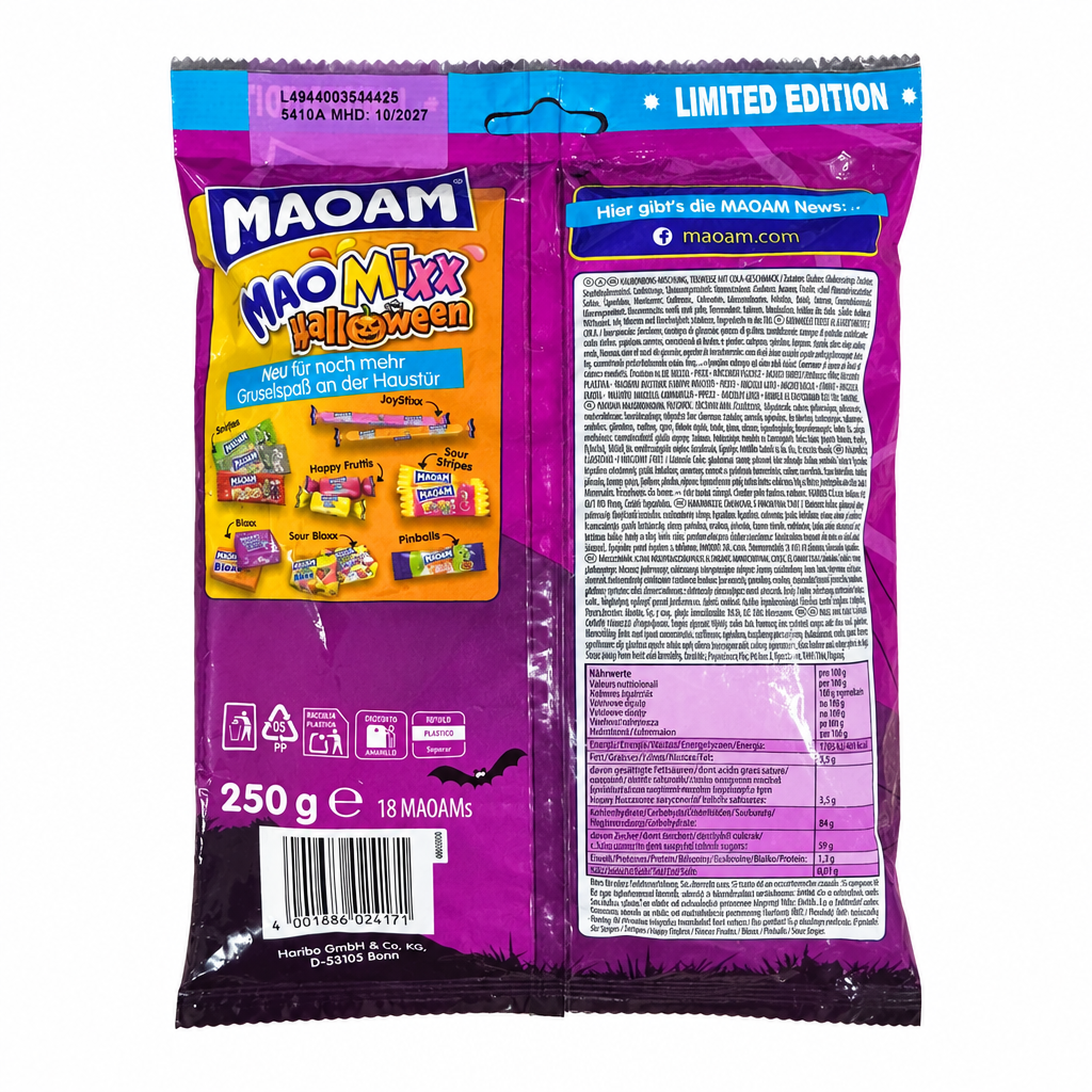 MAOAM MaoMixx Halloween Rückseite auf weißem Hintergrund