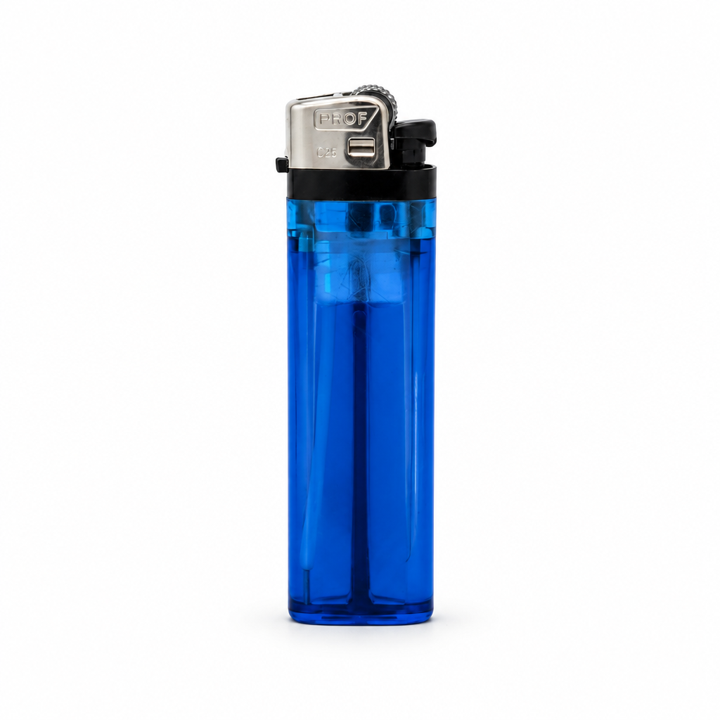 PROF Feuerzeug blau, weißer Hintergrund