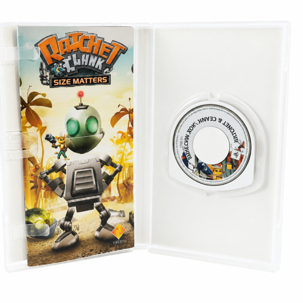 Ratchet & Clank geöffnete Hülle mit UMD auf weißem Hintergrund