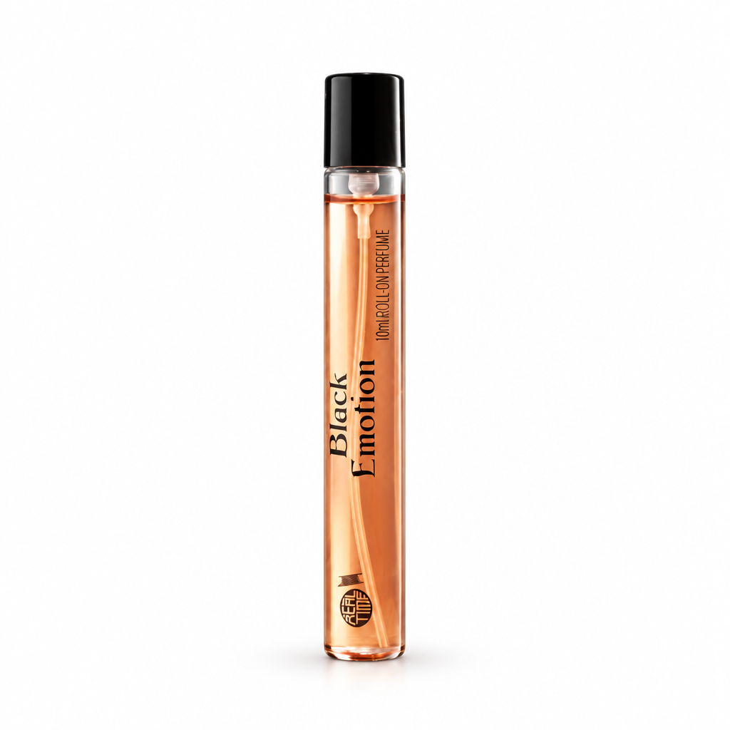 Real Time Black Emotion Eau de Parfum 10 ml Roll-On auf weißem Hintergrund