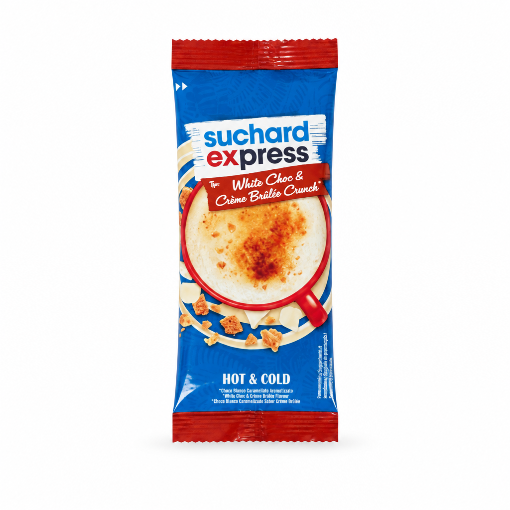 Suchard Express White Choc mit weißem Hintergrund