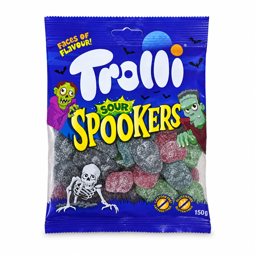 Trolli Sour Spookers 150 g auf weißem Hintergrund